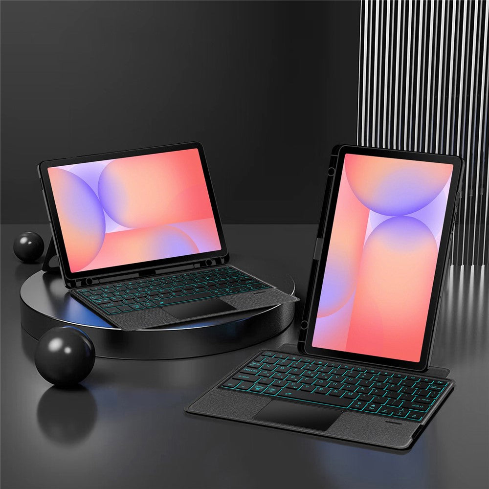 Til Samsung Galaxy Tab S10 Lite Lædercover + Bluetooth-kompatibelt Tastatur med Baggrundslys Trackpad