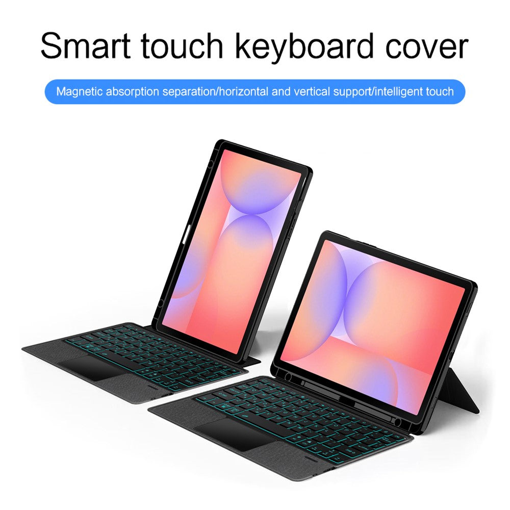 Til Samsung Galaxy Tab S10 Lite Lædercover + Bluetooth-kompatibelt Tastatur med Baggrundslys Trackpad