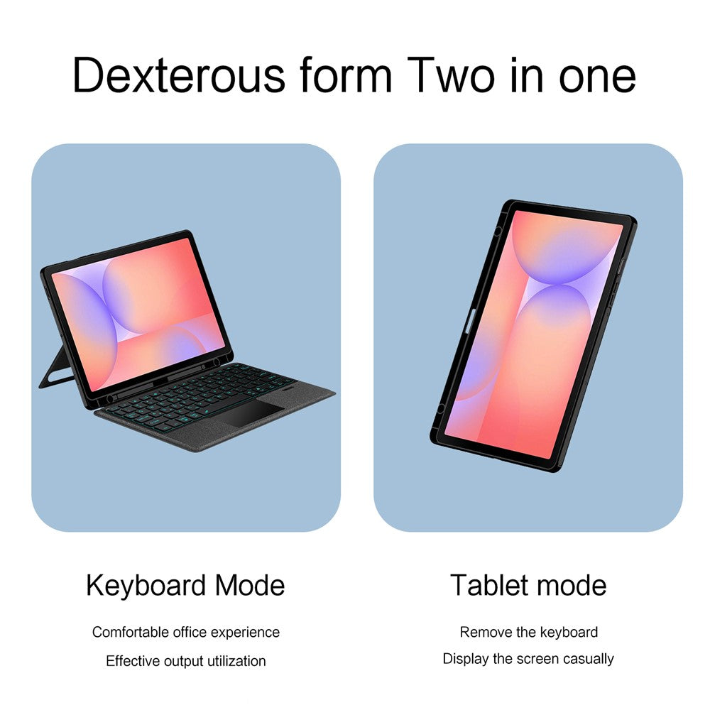 Til Samsung Galaxy Tab S10 Lite Lædercover + Bluetooth-kompatibelt Tastatur med Baggrundslys Trackpad