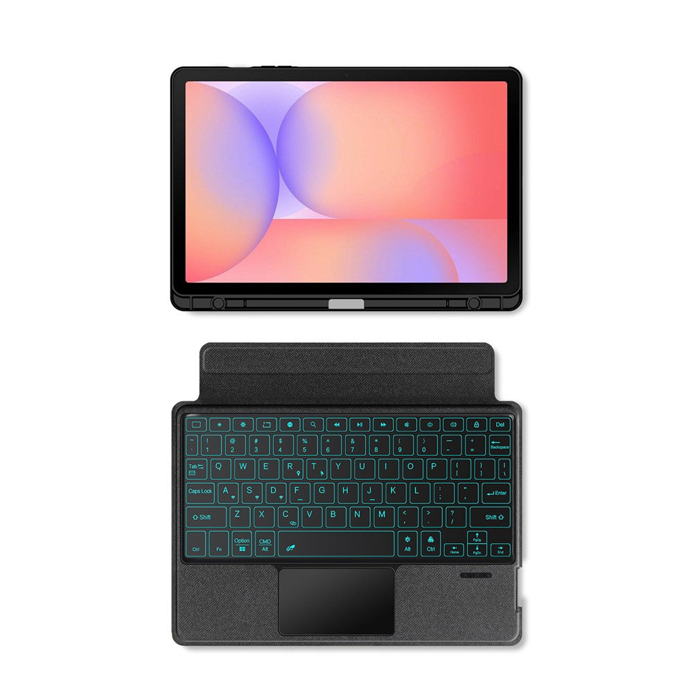 Til Samsung Galaxy Tab S10 Lite Lædercover + Bluetooth-kompatibelt Tastatur med Baggrundslys Trackpad