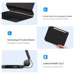 Til Samsung Galaxy Tab S10 FE / S10 Lite / S9 / S8 / S7 FE Flydende Magnetisk Bluetooth-kompatibelt Tastatur (Tysk) + Læder Tablet Etui