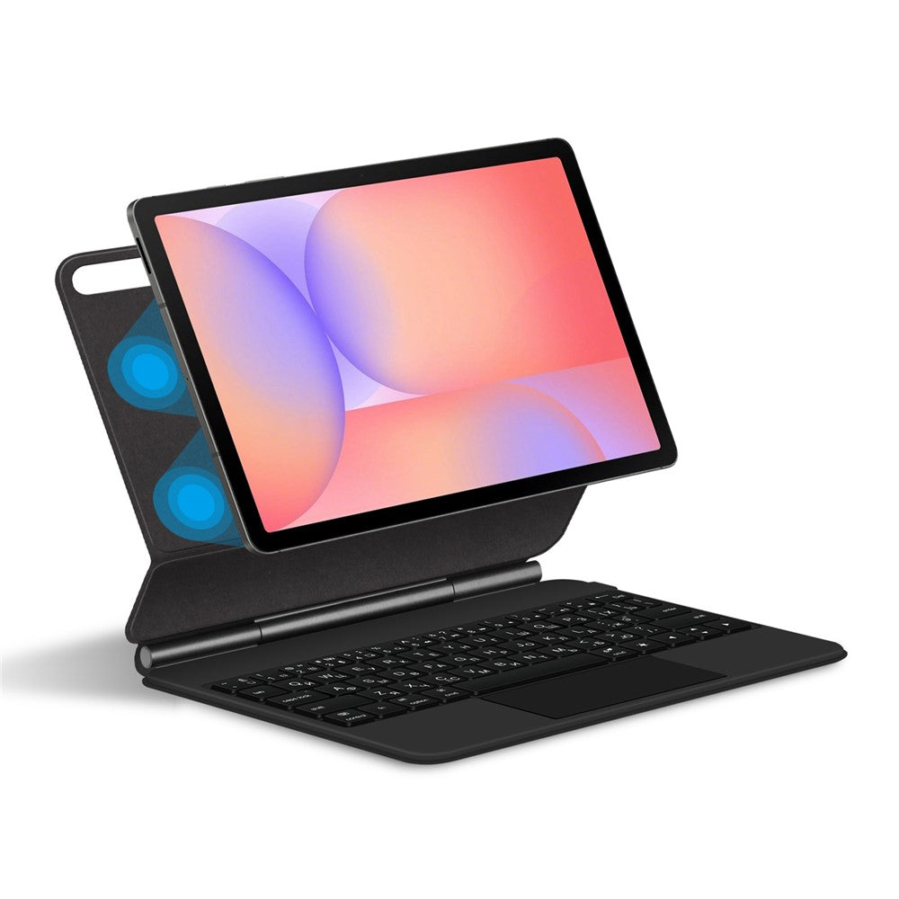 Til Samsung Galaxy Tab S10 FE / S10 Lite / S9 / S8 / S7 FE Magnetisk Flydende Bluetooth-kompatibelt Tastatur (Russisk) + Tablet Cover i Læder