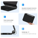 For Samsung Galaxy Tab S10 FE / S10 Lite / S9 / S8 / S7 FE Magnetic Floating Bluetooth-Compatible Keyboard (Spanish) + Leather Tablet Case