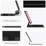 For Samsung Galaxy Tab S10 FE / S10 Lite / S9 / S8 / S7 FE Magnetic Floating Bluetooth-Compatible Keyboard (Spanish) + Leather Tablet Case