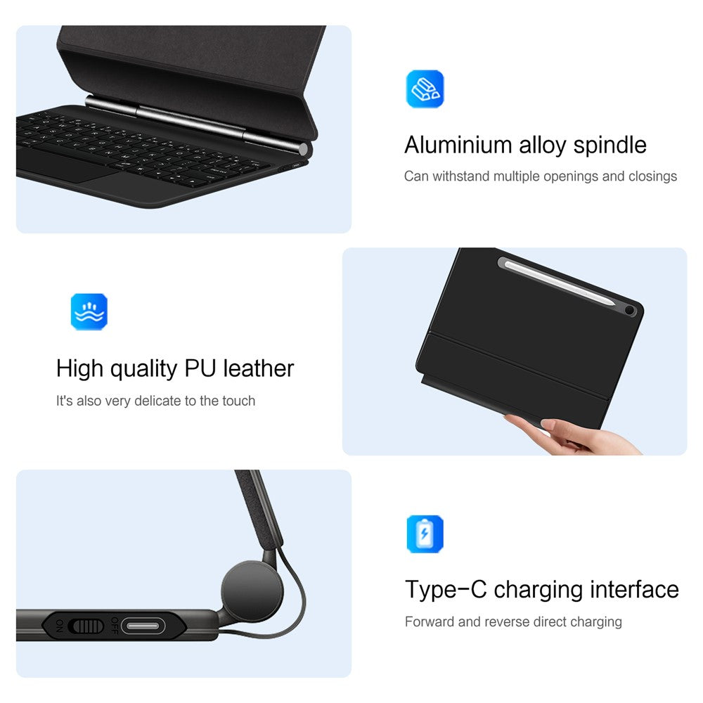 For Samsung Galaxy Tab S10 FE / S10 Lite / S9 / S8 / S7 FE Magnetic Floating Bluetooth-Compatible Keyboard (English) + Leather Tablet Case