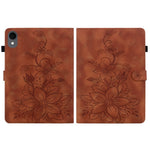 For Samsung Galaxy Tab S11 Case Lily Flower Imprint Card Slots Leather Tablet Cover