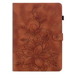For Samsung Galaxy Tab S11 Case Lily Flower Imprint Card Slots Leather Tablet Cover