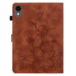 For Samsung Galaxy Tab S11 Case Lily Flower Imprint Card Slots Leather Tablet Cover