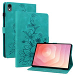 For Samsung Galaxy Tab S11 Case Lily Flower Imprint Card Slots Leather Tablet Cover