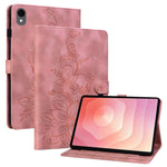 For Samsung Galaxy Tab S11 Case Lily Flower Imprint Card Slots Leather Tablet Cover