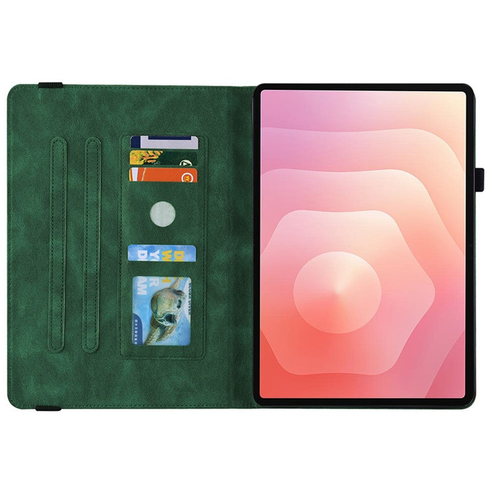 For Samsung Galaxy Tab S11 Case Butterfly Flower Imprint PU Leather Tablet Cover with Card Slots