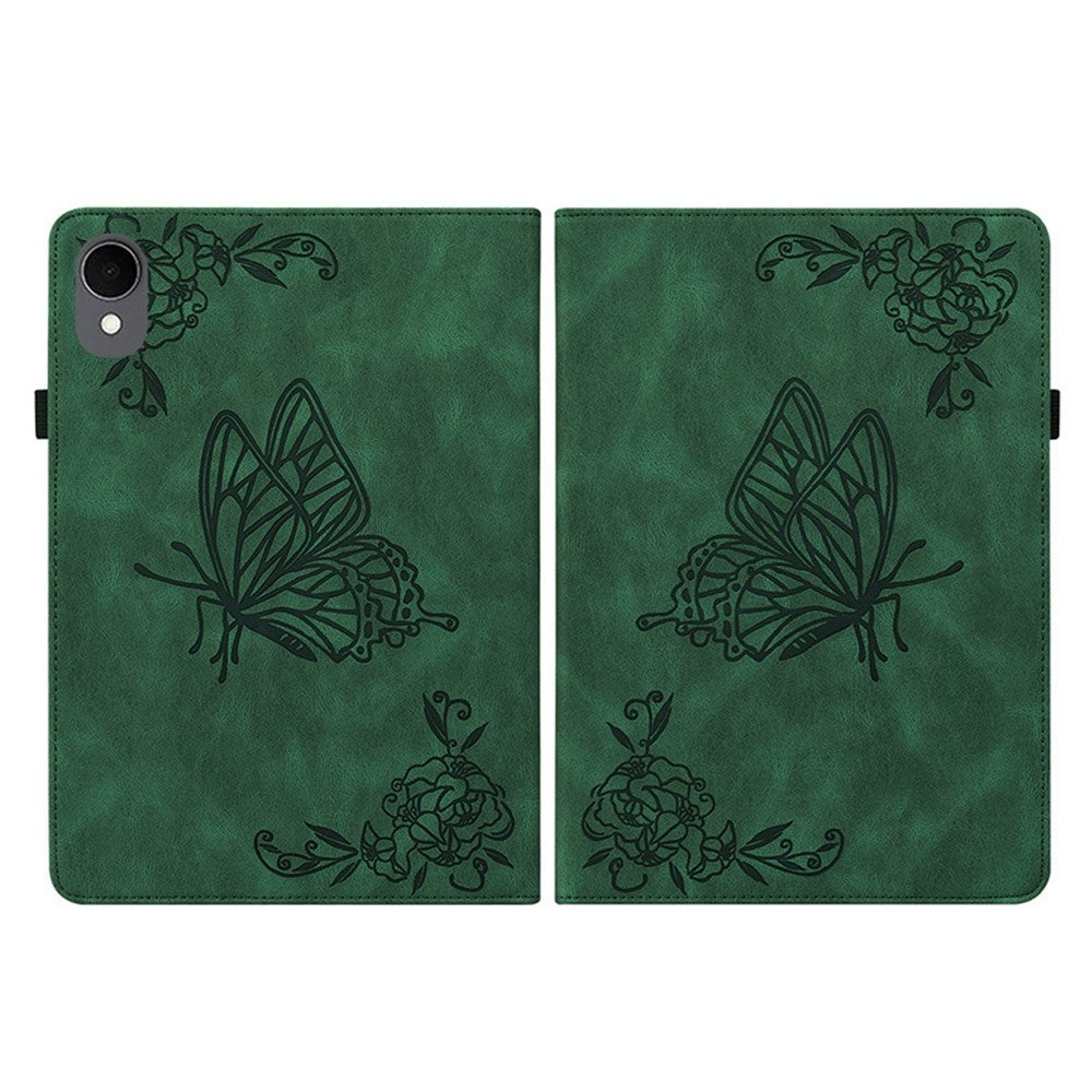 For Samsung Galaxy Tab S11 Case Butterfly Flower Imprint PU Leather Tablet Cover with Card Slots