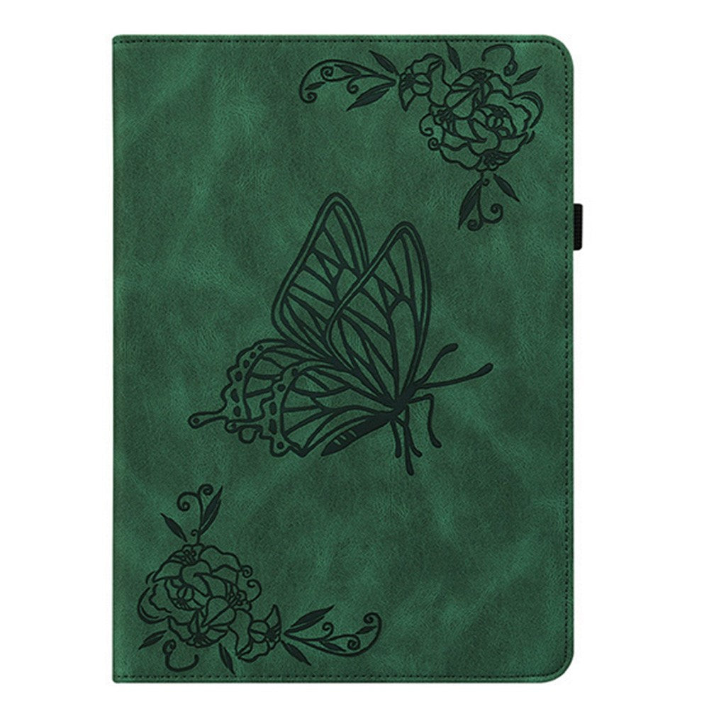 For Samsung Galaxy Tab S11 Case Butterfly Flower Imprint PU Leather Tablet Cover with Card Slots