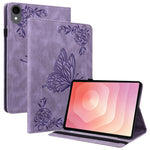 For Samsung Galaxy Tab S11 Case Butterfly Flower Imprint PU Leather Tablet Cover with Card Slots