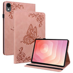 For Samsung Galaxy Tab S11 Case Butterfly Flower Imprint PU Leather Tablet Cover with Card Slots