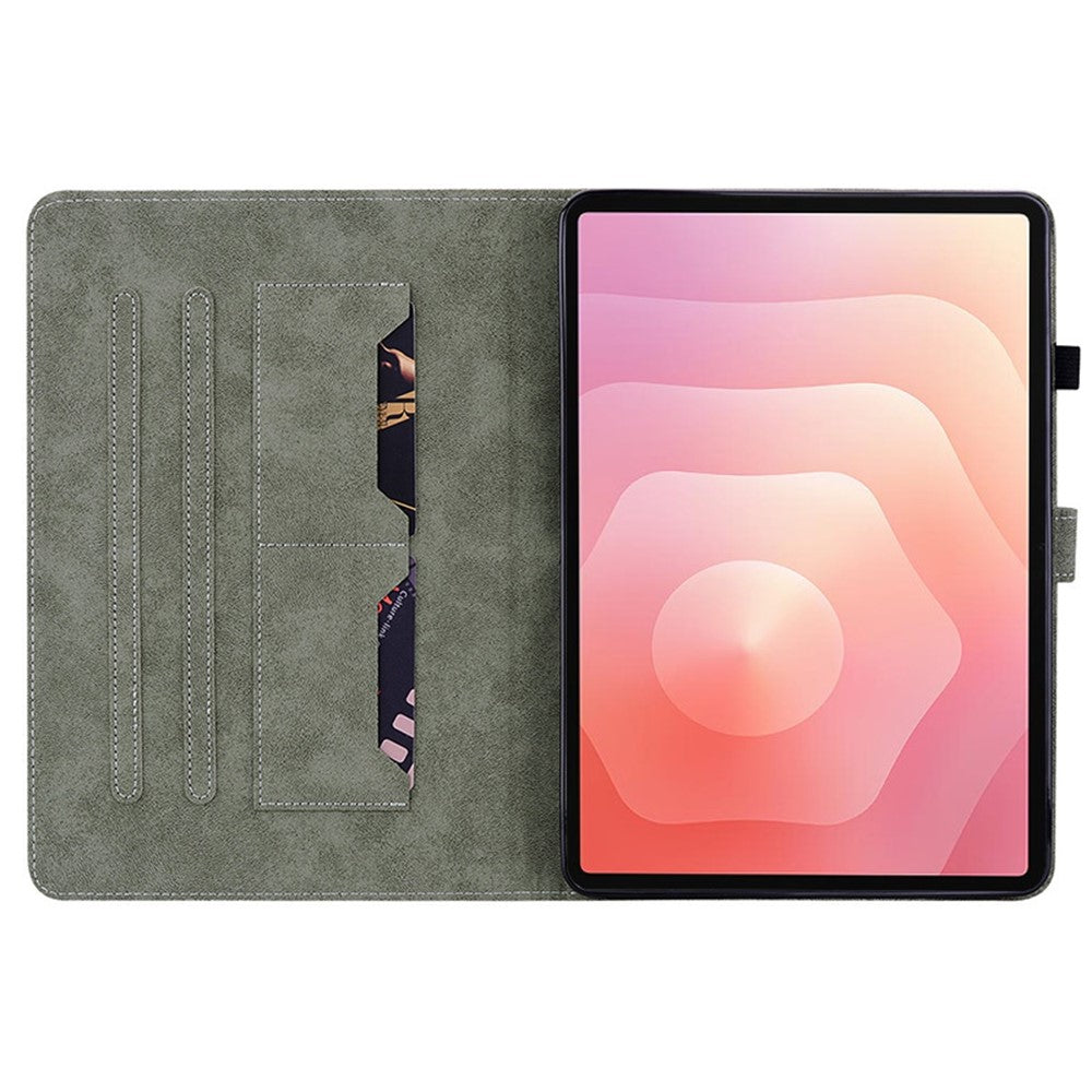 Til Samsung Galaxy Tab S11 Cover Tigerpræg Ridsefast PU Læder Tablet Cover