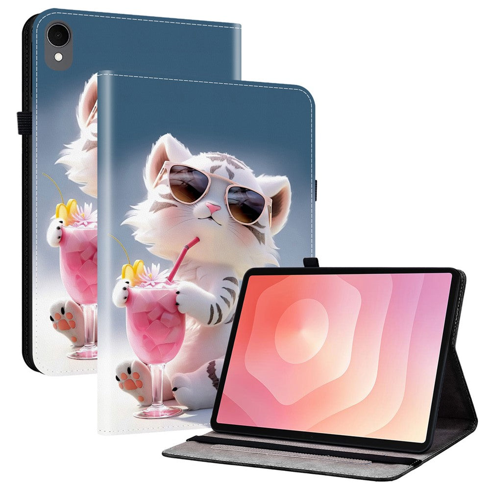 Til Samsung Galaxy Tab S11 Læderetui Mønstertrykt Stand Tablet Cover med Kortlommer