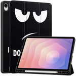 For Samsung Galaxy Tab S11 Tablet Case Pattern Printing Tri-Fold Stand Leather + TPU Cover with Pen Holder