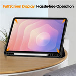 For Samsung Galaxy Tab S11 Tablet Case Pattern Printing Tri-Fold Stand Leather + TPU Cover with Pen Holder