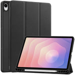 For Samsung Galaxy Tab S11 Stand Case Shock-Absorbent Leather Tablet Cover with Pen Slot