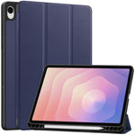 For Samsung Galaxy Tab S11 Stand Case Shock-Absorbent Leather Tablet Cover with Pen Slot