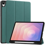 For Samsung Galaxy Tab S11 Stand Case Shock-Absorbent Leather Tablet Cover with Pen Slot