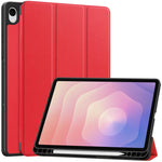 For Samsung Galaxy Tab S11 Stand Case Shock-Absorbent Leather Tablet Cover with Pen Slot