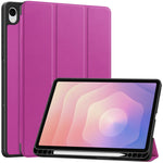 For Samsung Galaxy Tab S11 Stand Case Shock-Absorbent Leather Tablet Cover with Pen Slot