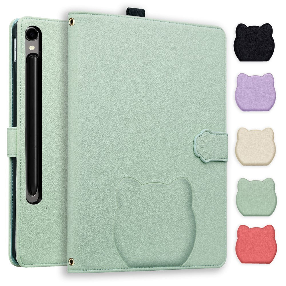 For Samsung Galaxy Tab S11 Ultra Wallet Case Leather Stand Tablet Cover with Stylus Holder, 3D Effect Cat Pattern