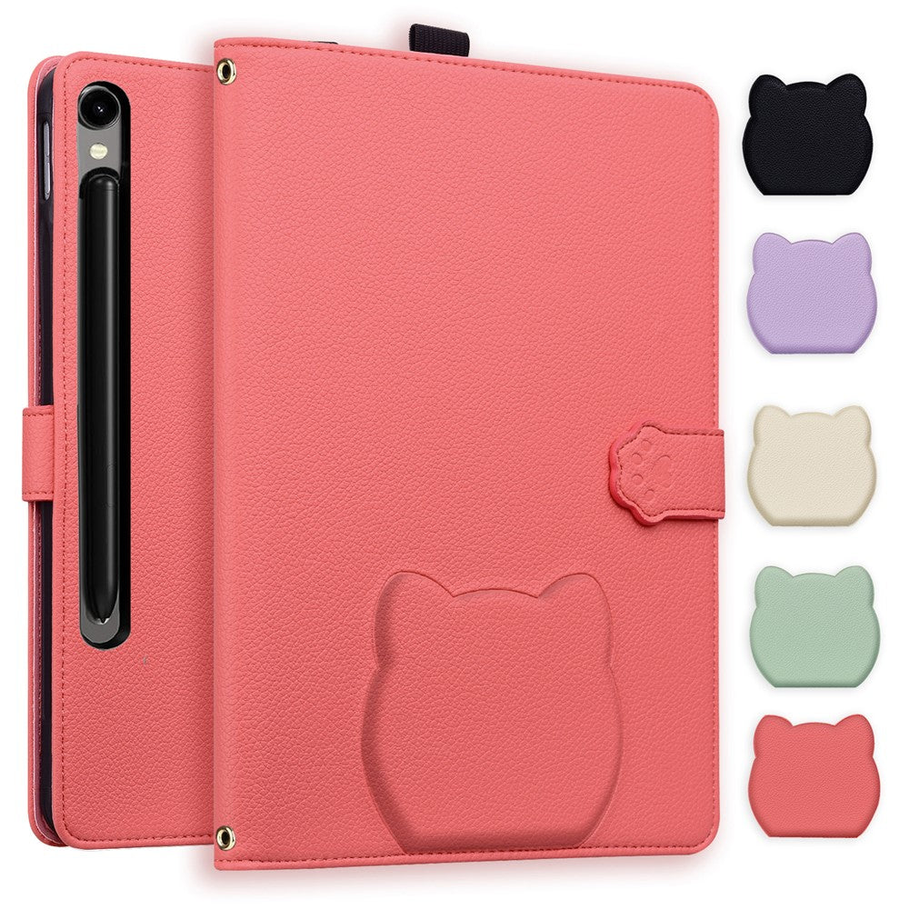For Samsung Galaxy Tab S11 Ultra Wallet Case Leather Stand Tablet Cover with Stylus Holder, 3D Effect Cat Pattern