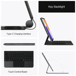 For Xiaomi Pad 7S Pro 12.5 Magnetic Floating Bluetooth-Compatible Keyboard (English) + Leather Tablet Case