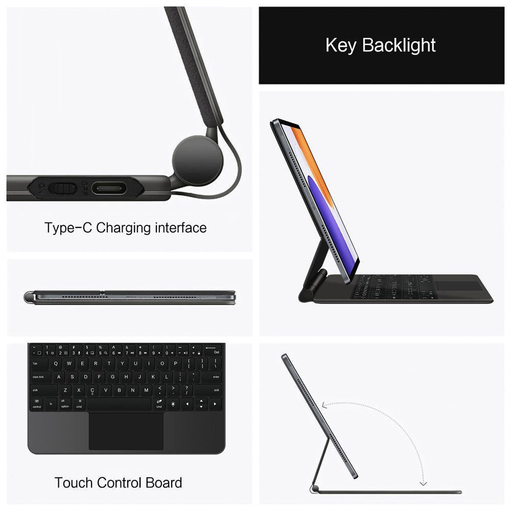 For Xiaomi Pad 7S Pro 12.5 Magnetic Floating Bluetooth-Compatible Keyboard (English) + Leather Tablet Case