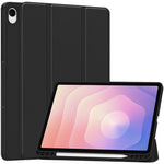 Til Samsung Galaxy Tab S11 Cover Tredobbelt Stativ Ensfarvet Læder Tablet Cover med Penneholder