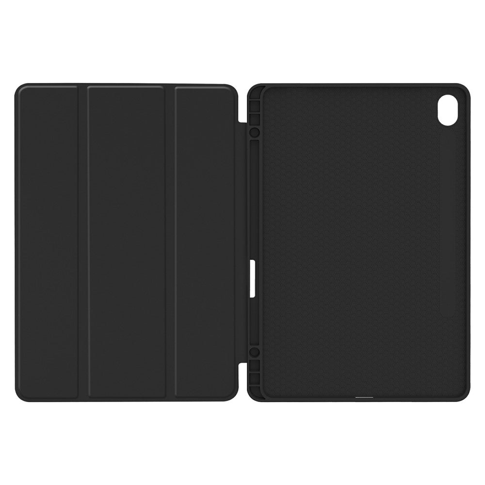 Til Samsung Galaxy Tab S11 Cover Tredobbelt Stativ Ensfarvet Læder Tablet Cover med Penneholder