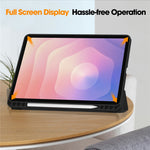 Til Samsung Galaxy Tab S11 Cover Tredobbelt Stativ Ensfarvet Læder Tablet Cover med Penneholder