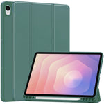 Til Samsung Galaxy Tab S11 Cover Tredobbelt Stativ Ensfarvet Læder Tablet Cover med Penneholder