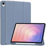 Til Samsung Galaxy Tab S11 Cover Tredobbelt Stativ Ensfarvet Læder Tablet Cover med Penneholder