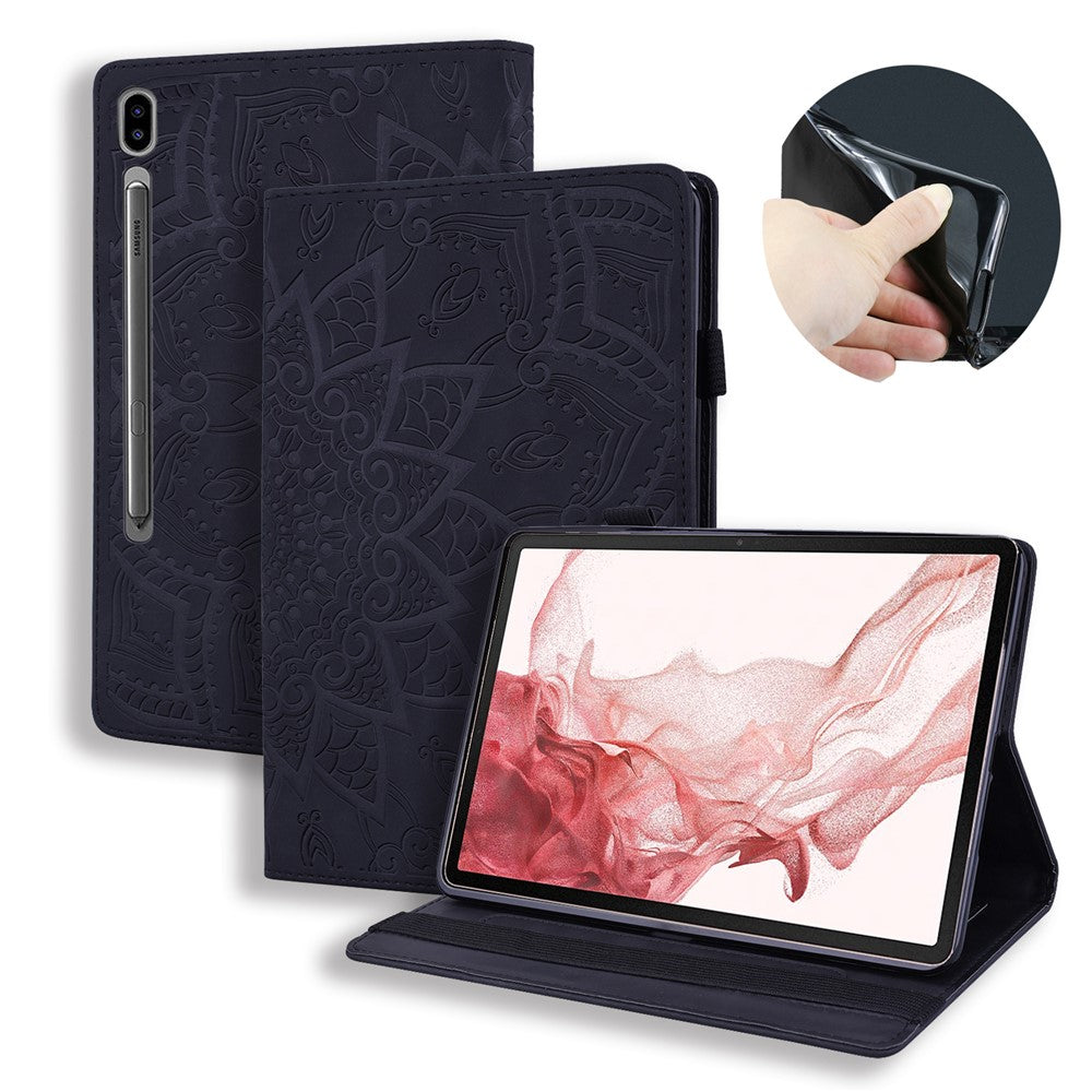 For Samsung Galaxy Tab S10 Ultra / S9 Ultra / S8 Ultra Tablet Case Card Slots Leather Cover Flower Pattern