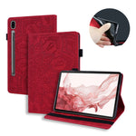 For Samsung Galaxy Tab S10 Ultra / S9 Ultra / S8 Ultra Tablet Case Card Slots Leather Cover Flower Pattern