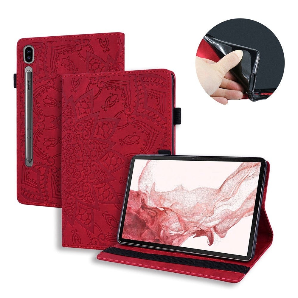 For Samsung Galaxy Tab S10 Ultra / S9 Ultra / S8 Ultra Tablet Case Card Slots Leather Cover Flower Pattern