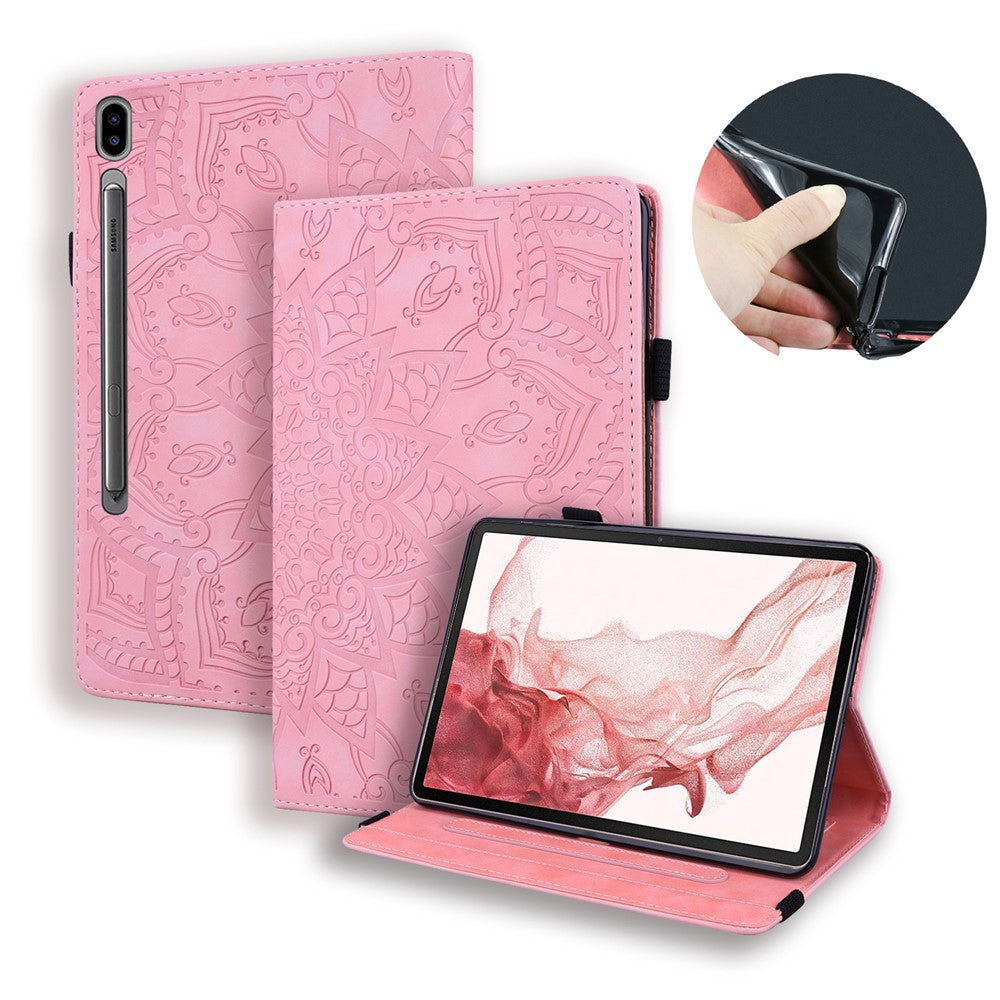 For Samsung Galaxy Tab S10 Ultra / S9 Ultra / S8 Ultra Tablet Case Card Slots Leather Cover Flower Pattern