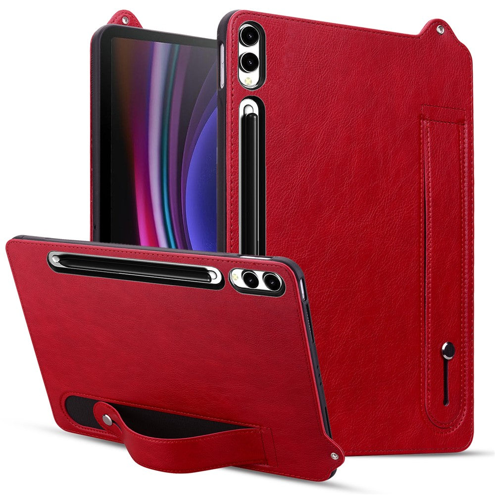 For Samsung Galaxy Tab S10 Ultra / S9 Ultra / S8 Ultra Case Hand Strap Kickstand Leather Tablet Cover