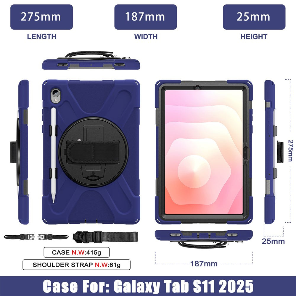 For Samsung Galaxy Tab S11 Case TPU + PC + Silicone Kickstand Anti Drop Tablet Cover