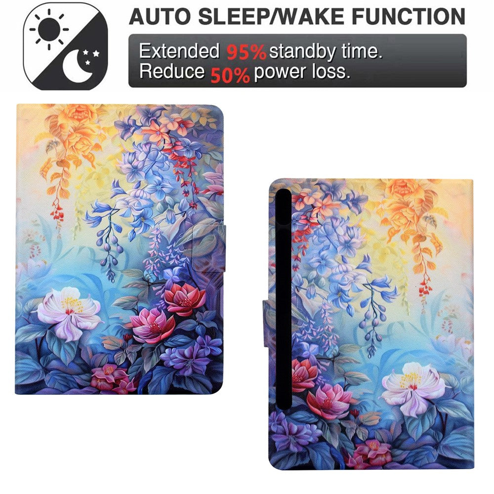 Leather Case for Samsung Galaxy Tab S10 Lite / S10 FE / S9 FE / S9 Pattern Painting Card Slots Stand Tablet Cover with Auto Sleep / Wake