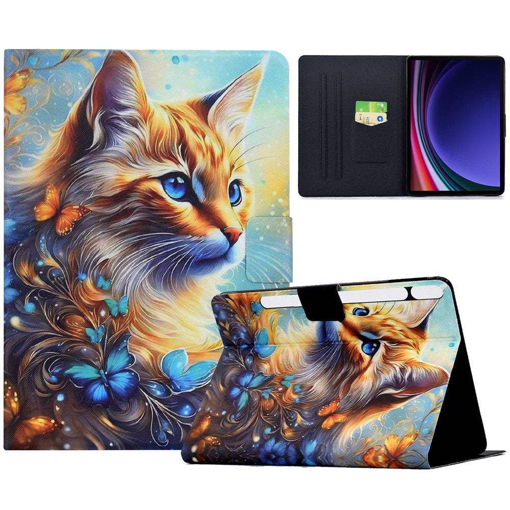 Leather Case for Samsung Galaxy Tab S10 Lite / S10 FE / S9 FE / S9 Pattern Painting Card Slots Stand Tablet Cover with Auto Sleep / Wake
