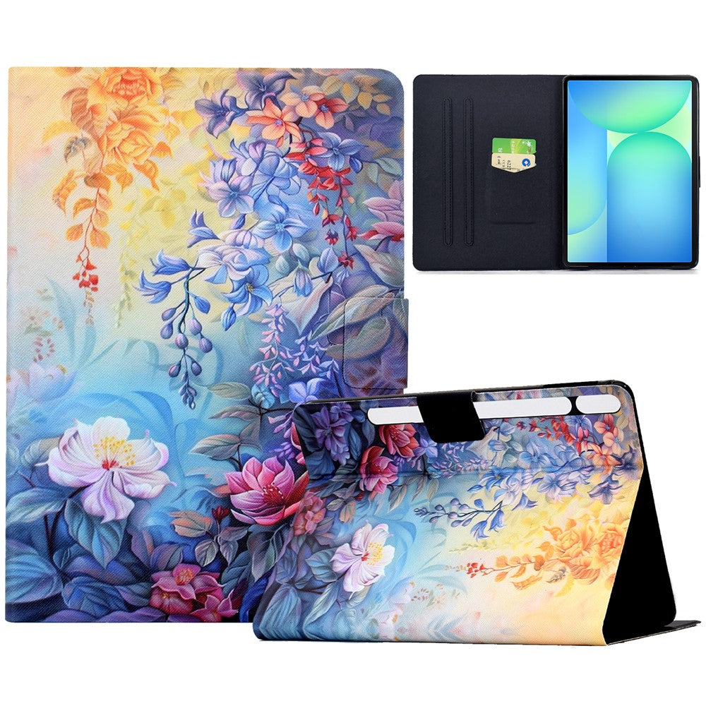 For Samsung Galaxy Tab S10 FE+ Case Colorful Pattern Painting Card Slots Stand Leather Tablet Cover with Auto Sleep  /  Wake