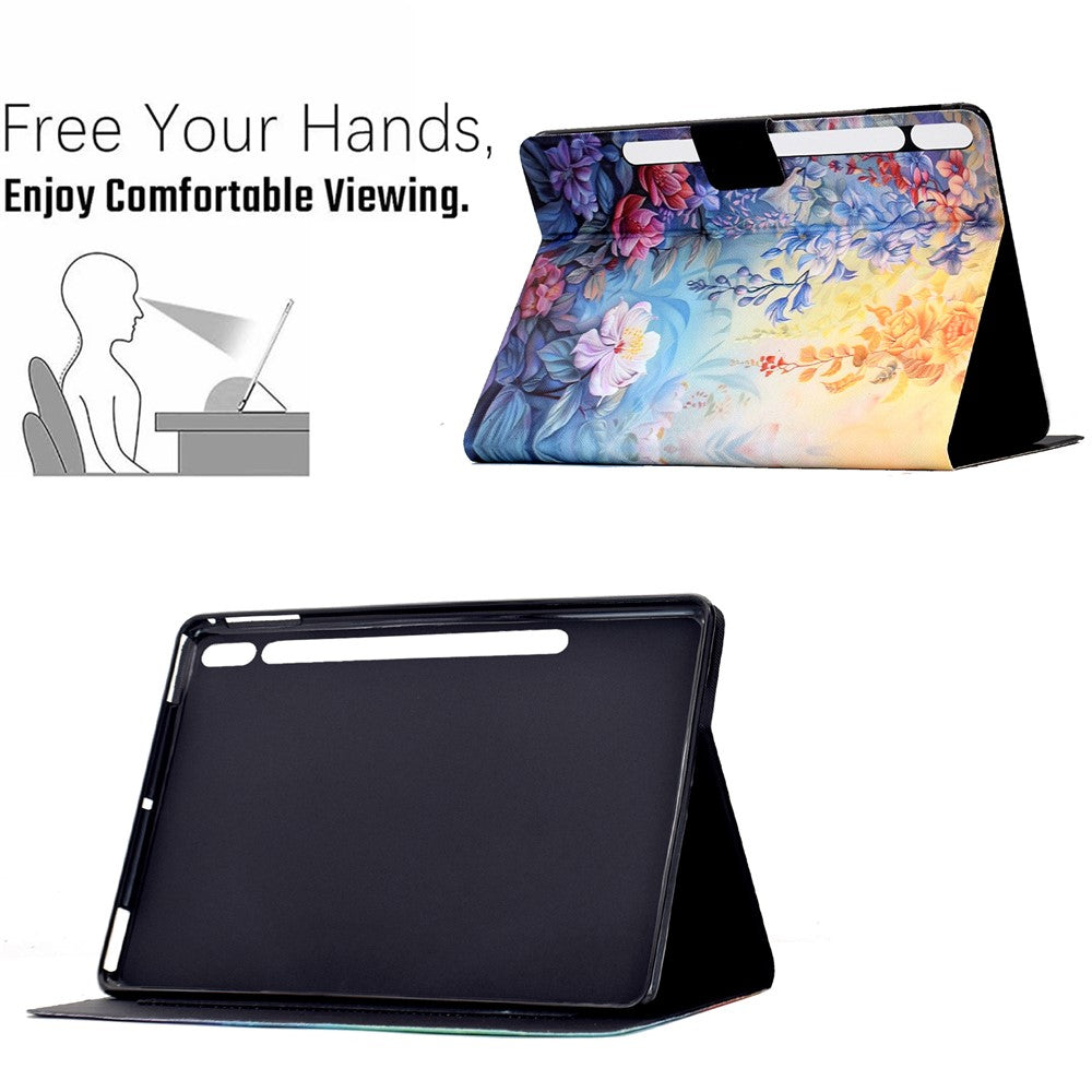 For Samsung Galaxy Tab S10 FE+ Case Colorful Pattern Painting Card Slots Stand Leather Tablet Cover with Auto Sleep  /  Wake