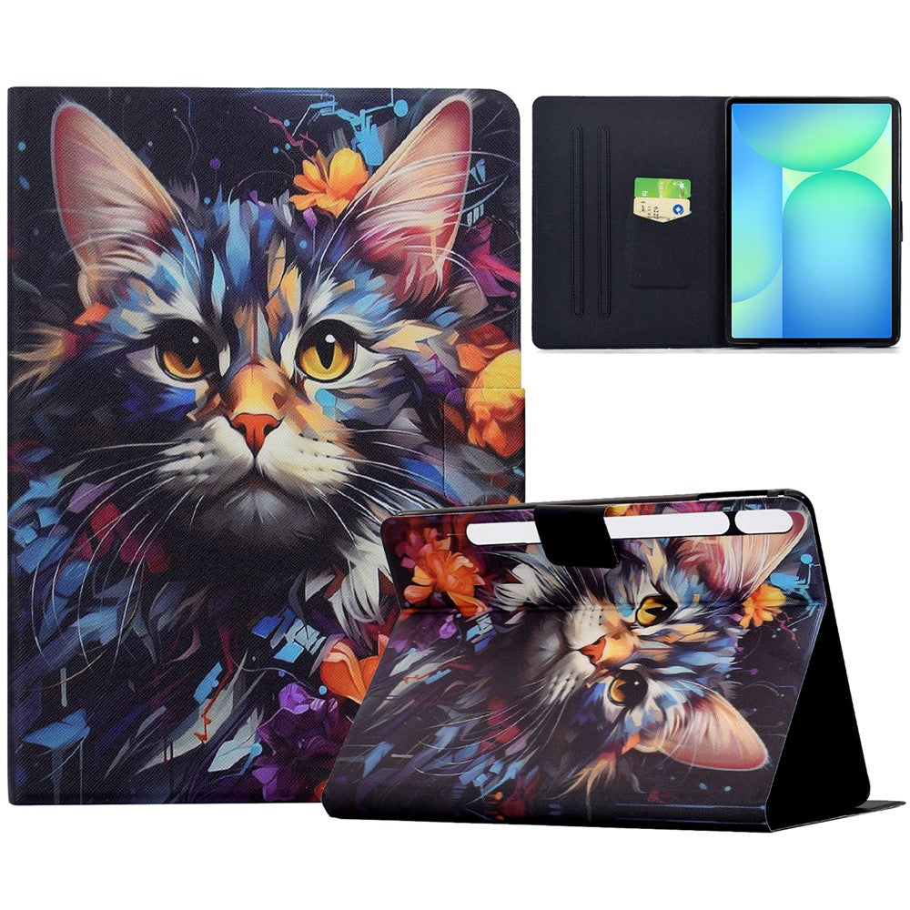 For Samsung Galaxy Tab S10 FE+ Case Colorful Pattern Painting Card Slots Stand Leather Tablet Cover with Auto Sleep  /  Wake