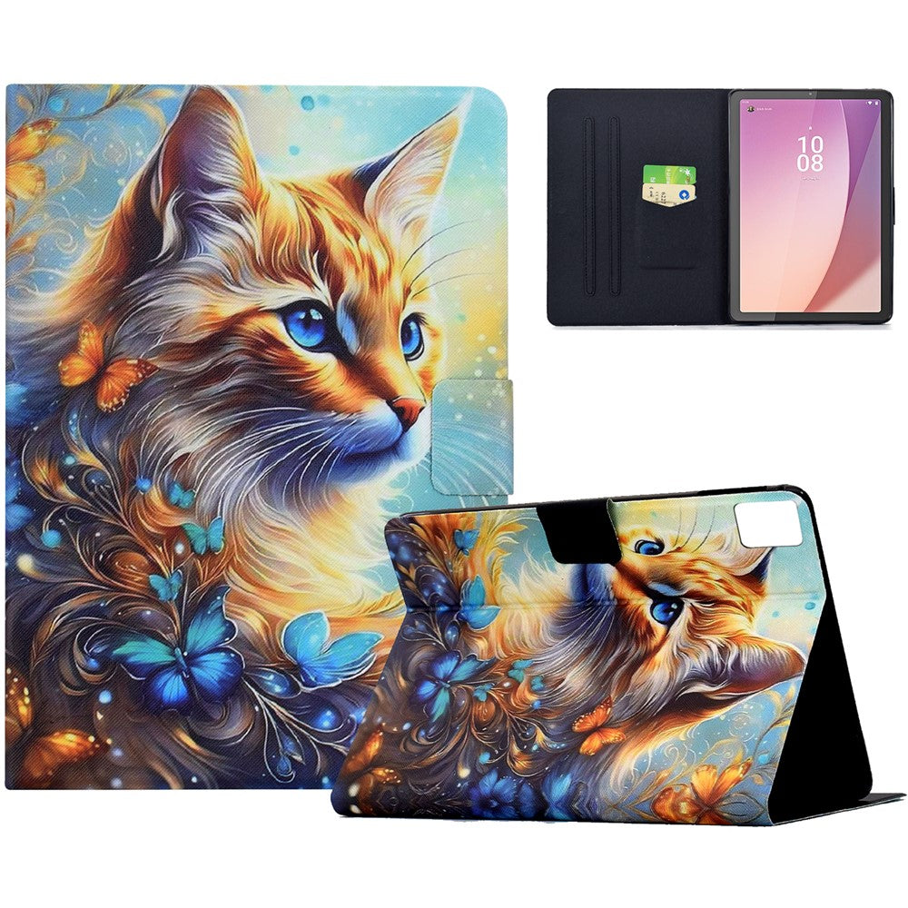For Lenovo Tab M9 TB-310FU Case Colorful Pattern Painting Card Slots Stand Leather Tablet Cover with Auto Sleep  /  Wake
