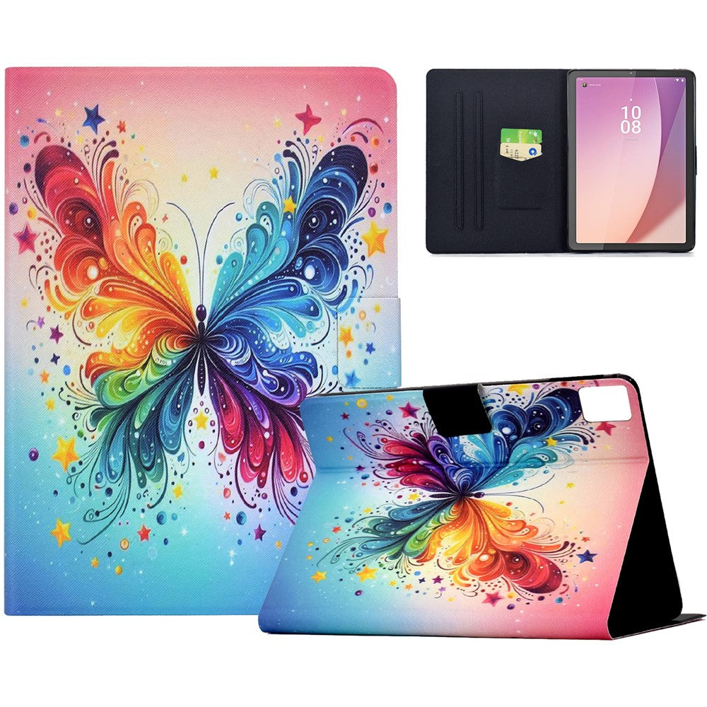 For Lenovo Tab M9 TB-310FU Case Colorful Pattern Painting Card Slots Stand Leather Tablet Cover with Auto Sleep  /  Wake